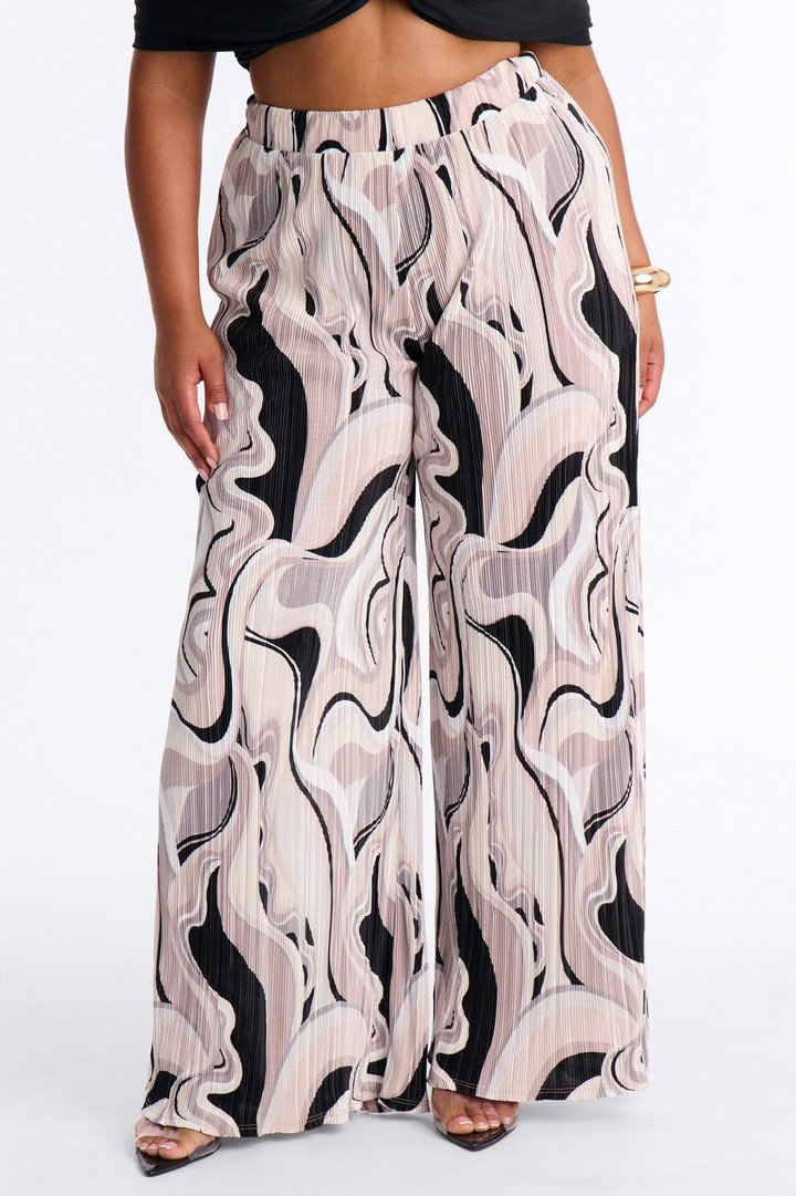 Pure Bliss Printed Plisse Pant - Grey/combo