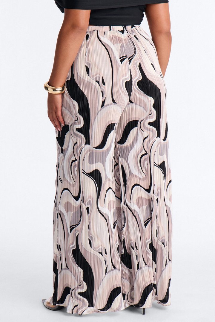Pure Bliss Printed Plisse Pant - Grey/combo