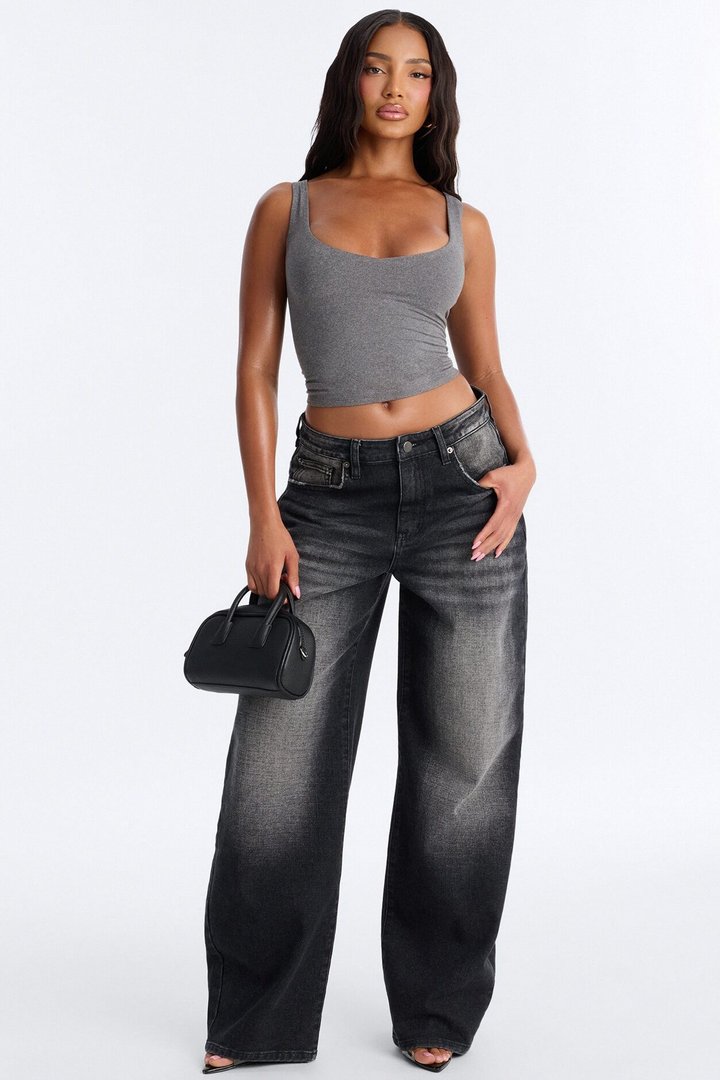 Quinn Double Lined Tank Top - Charcoal