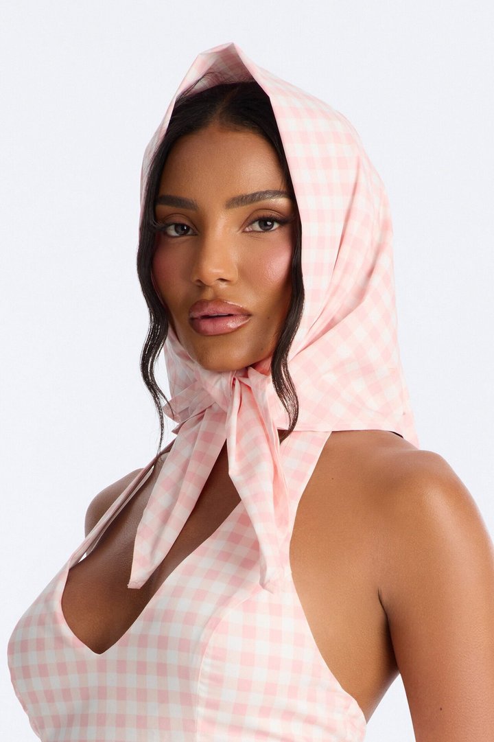 Mara Corset Gingham Midi Dress - Pink/combo