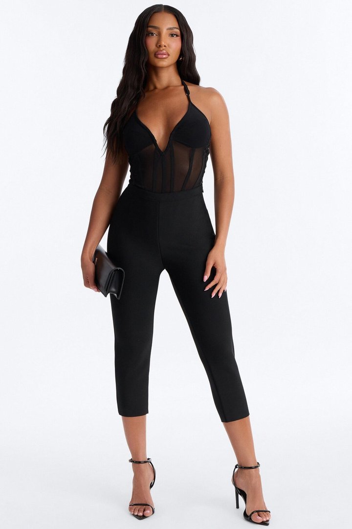 Take Me There Mesh Halter Bodysuit - Black
