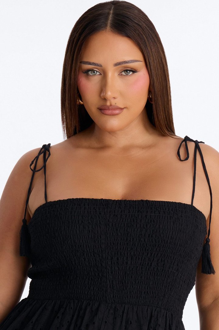Keep It Casual Eyelet Maxi Dress - Black