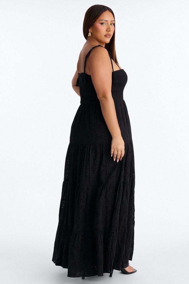 Keep It Casual Eyelet Maxi Dress - Black
