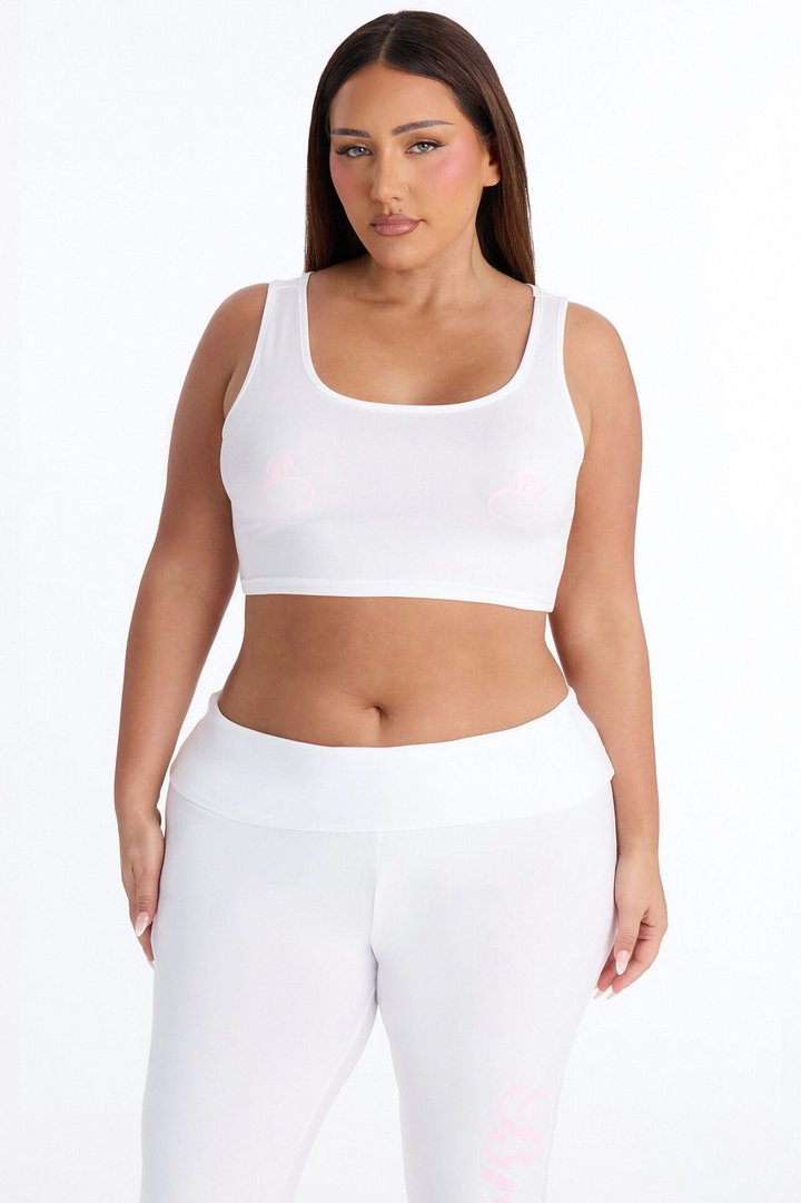 Put A Ring On It Tank & Foldover Pant PJ Set - White/Pink