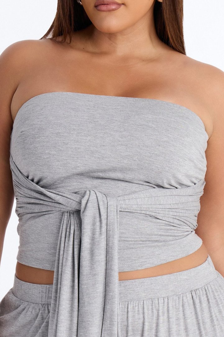 Gigi Tie Front Pant Set - Heather Grey
