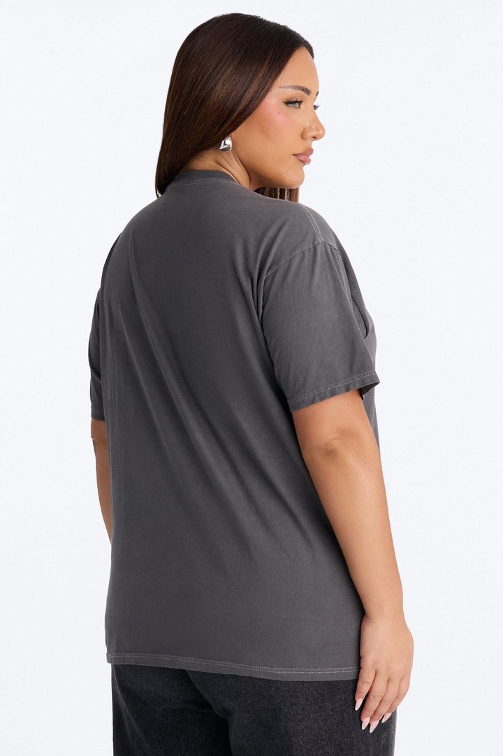 Good Vibes Tribe Washed Rhinestone Tshirt - Charcoal/combo