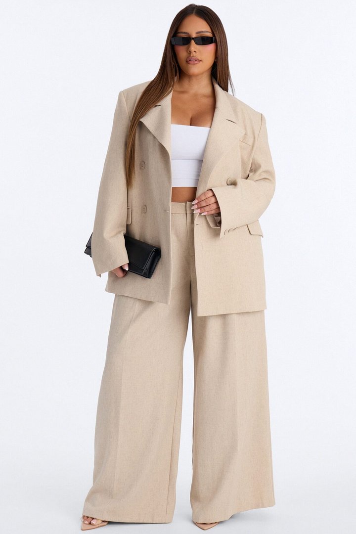 Miranda Oversized Double Breasted Blazer - Natural