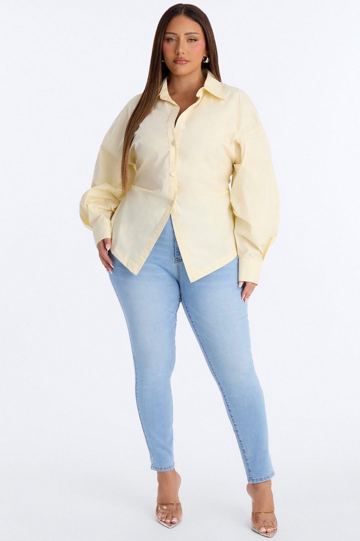Junie Oversized Button Down Top - Butter Yellow