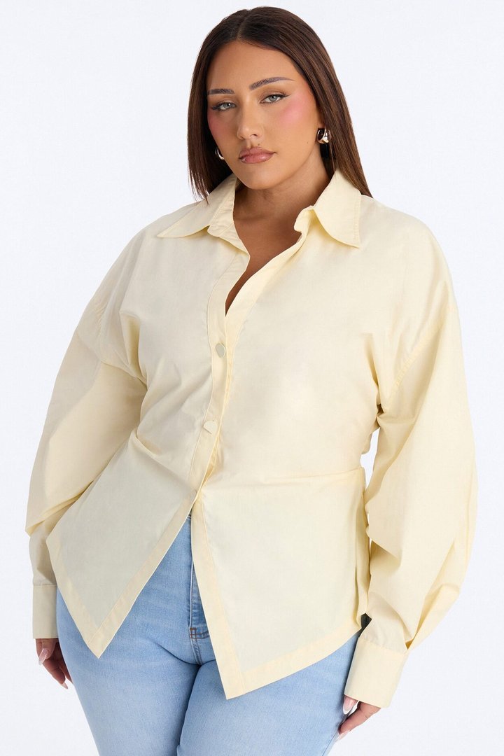 Junie Oversized Button Down Top - Butter Yellow