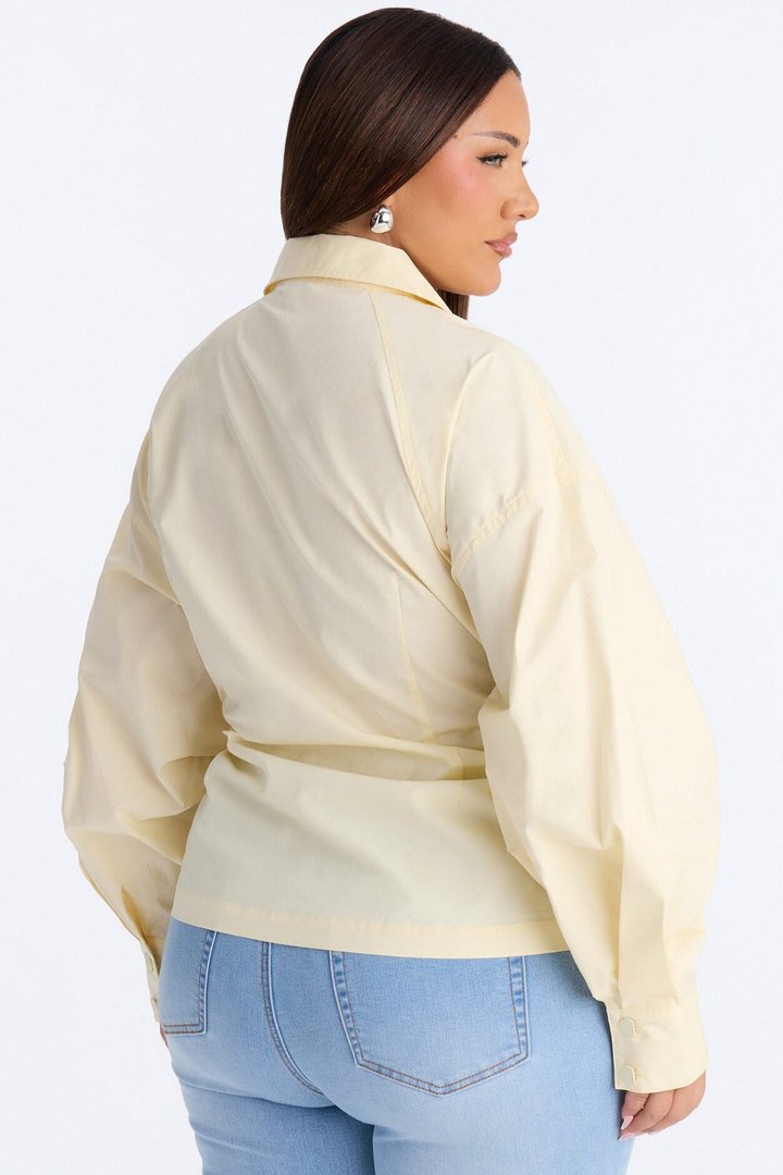 Junie Oversized Button Down Top - Butter Yellow
