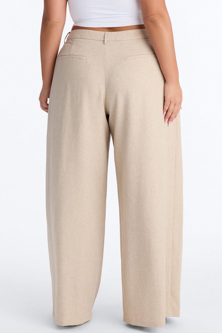 Miranda Wide Leg Pleated Trouser - Natural