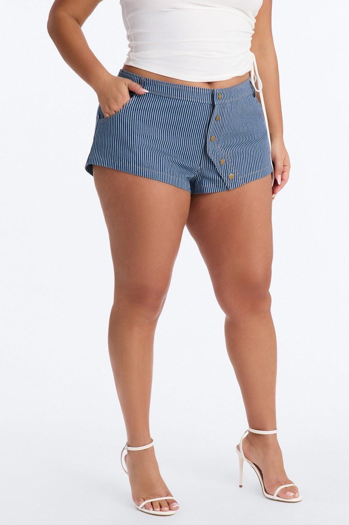 Nautical Vibe Striped Micro Short - Navy/combo