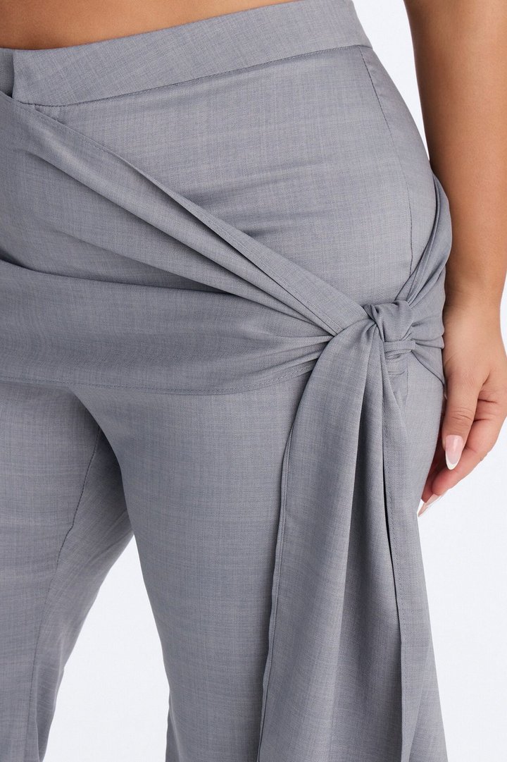 Lennon Asymmetrical Wrap Trouser Set - Grey