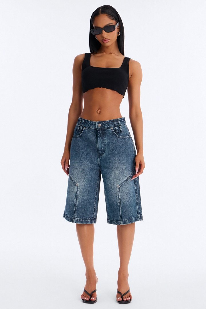 My Go To Utility Denim Jorts - Dark Wash