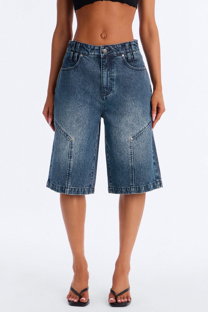 My Go To Utility Denim Jorts - Dark Wash