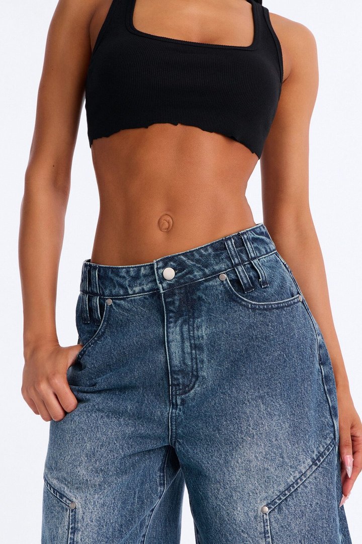 My Go To Utility Denim Jorts - Dark Wash