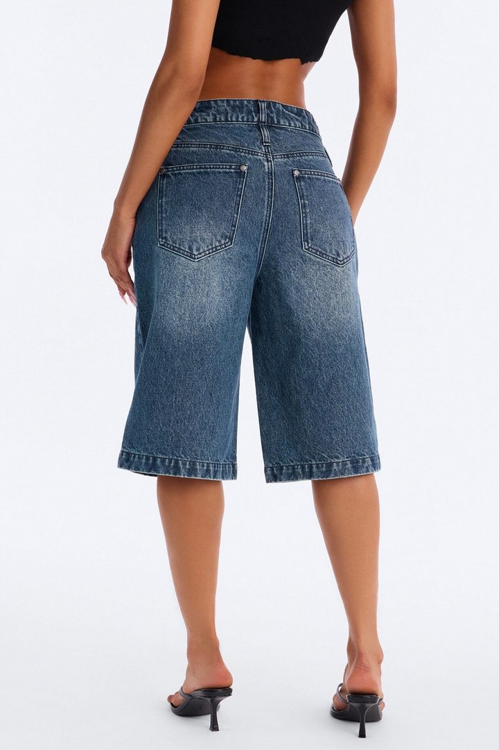My Go To Utility Denim Jorts - Dark Wash