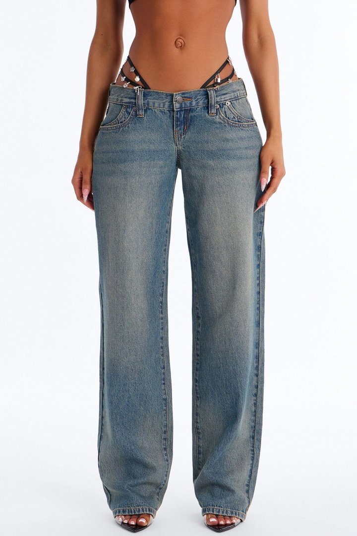 Barely There Ultra Low Rise Jeans - Medium Wash