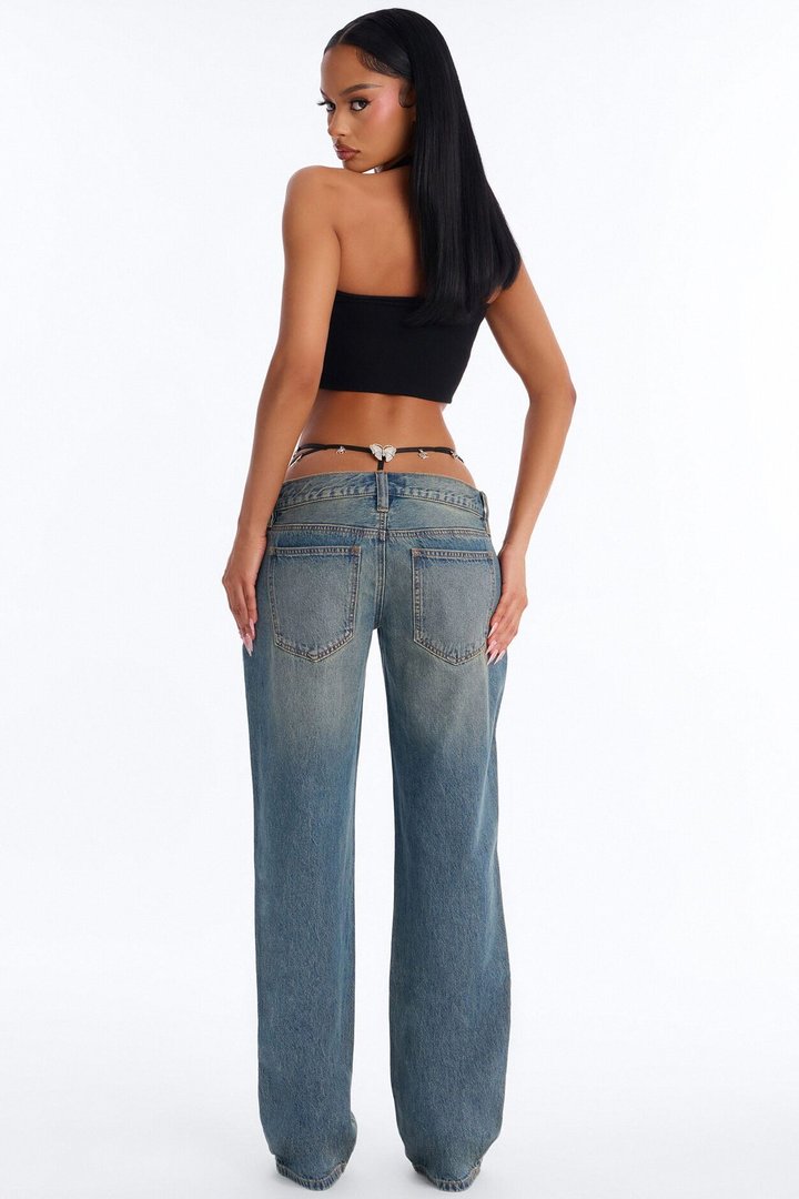 Barely There Ultra Low Rise Jeans - Medium Wash