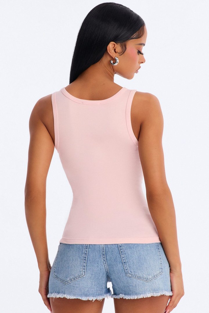 Everyday Cotton Blend Scoop Neck Tank Top - Soft Pink