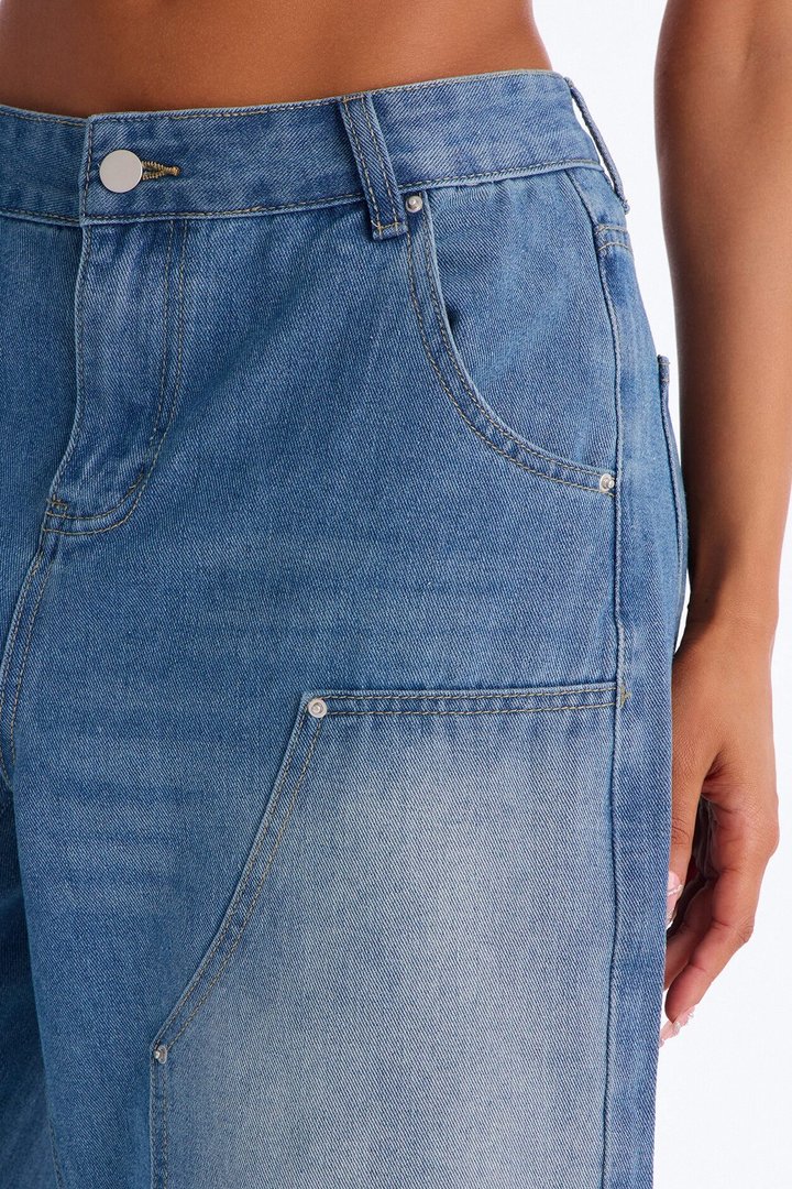 Above Average Utility Denim Jorts - Medium Wash