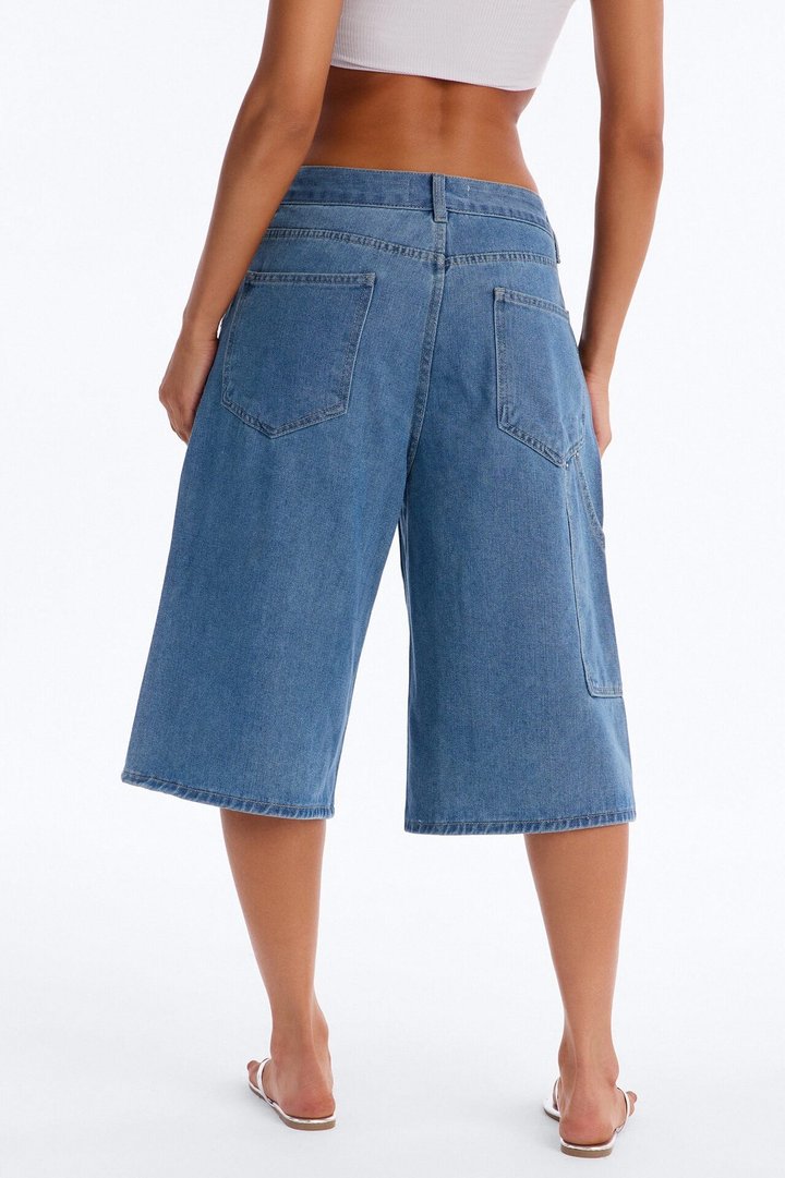 Above Average Utility Denim Jorts - Medium Wash