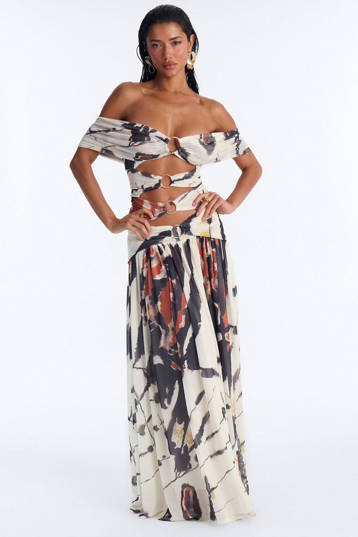 Island Glow Cut Out Maxi Dress - Rust/combo