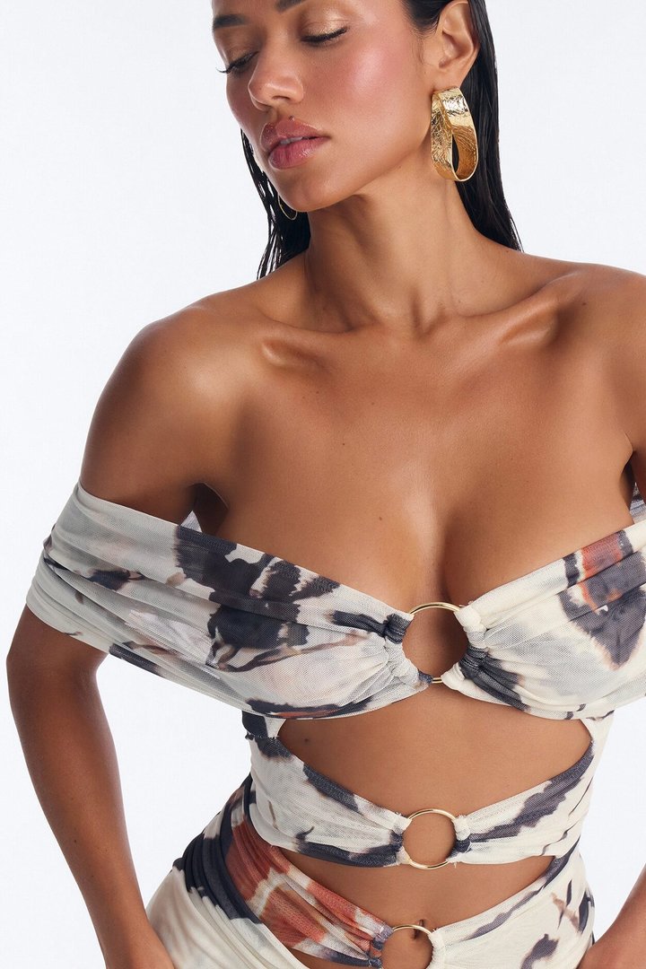 Island Glow Cut Out Maxi Dress - Rust/combo