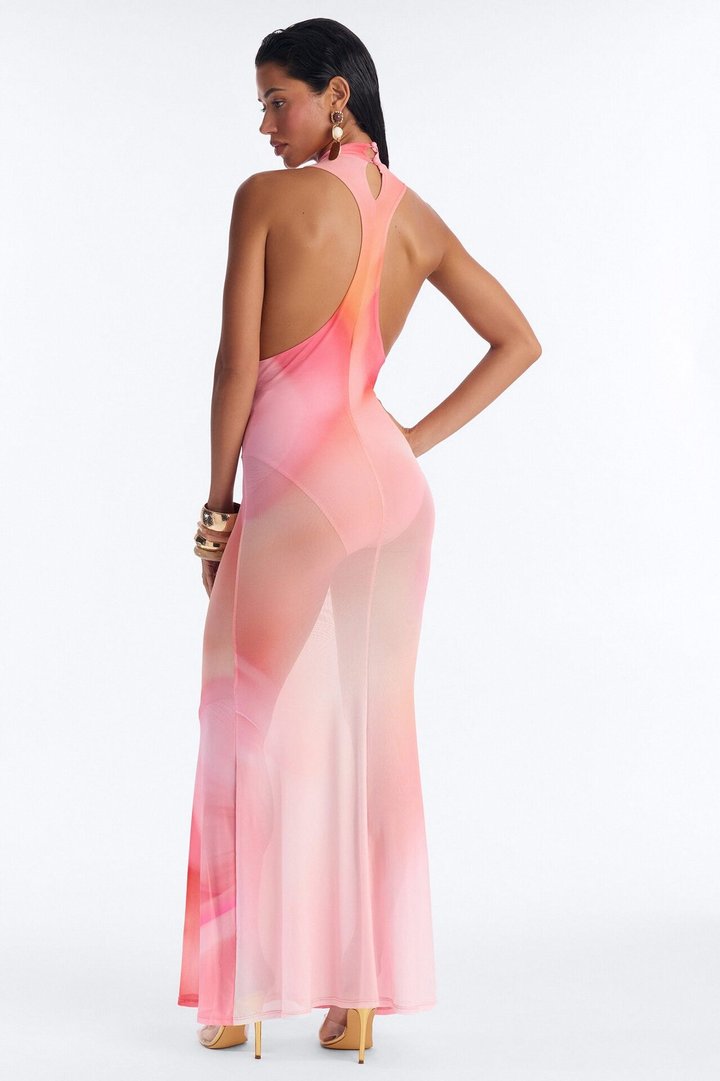 Zenna Ombre Mesh Maxi Dress - Pink