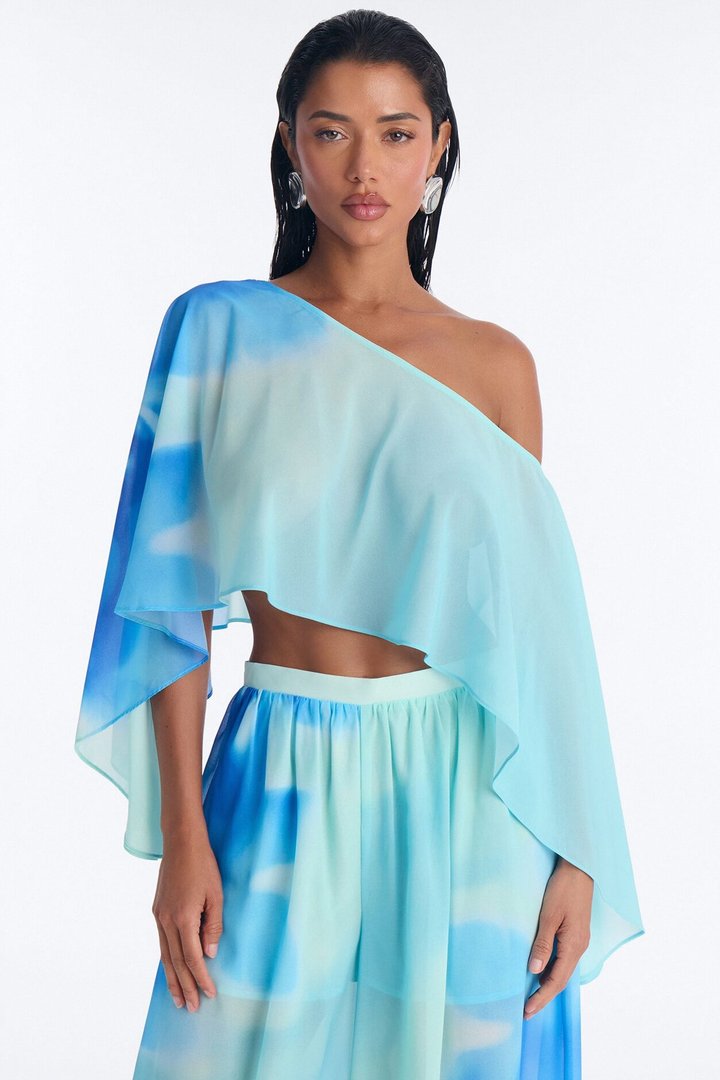 Laila Abstract Floral Chiffon Pant Set - Blue