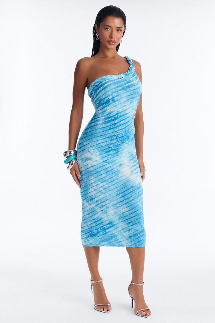 Maylee Textured Midi Dress - Blue