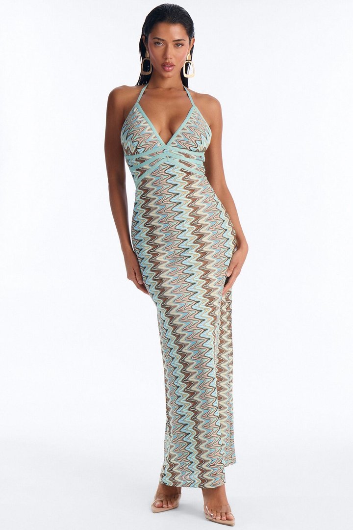 Vacation Vibes Only Crochet Maxi Dress - Blue