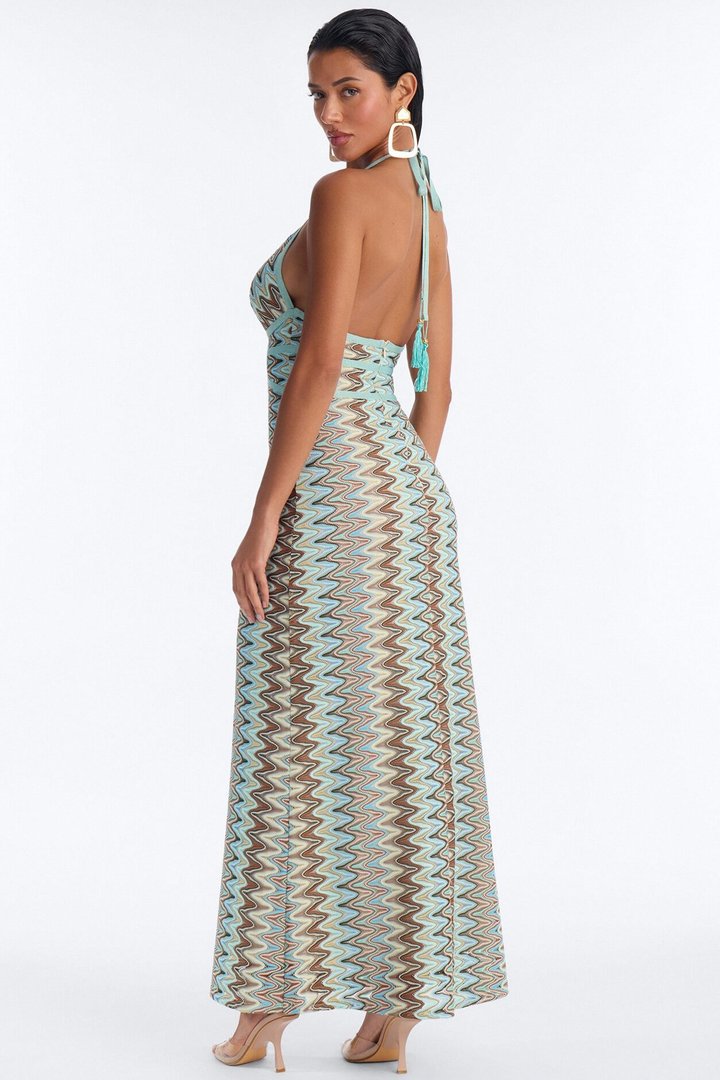 Vacation Vibes Only Crochet Maxi Dress - Blue