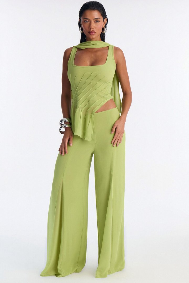 Rowan Chiffon Pant Set - Lime