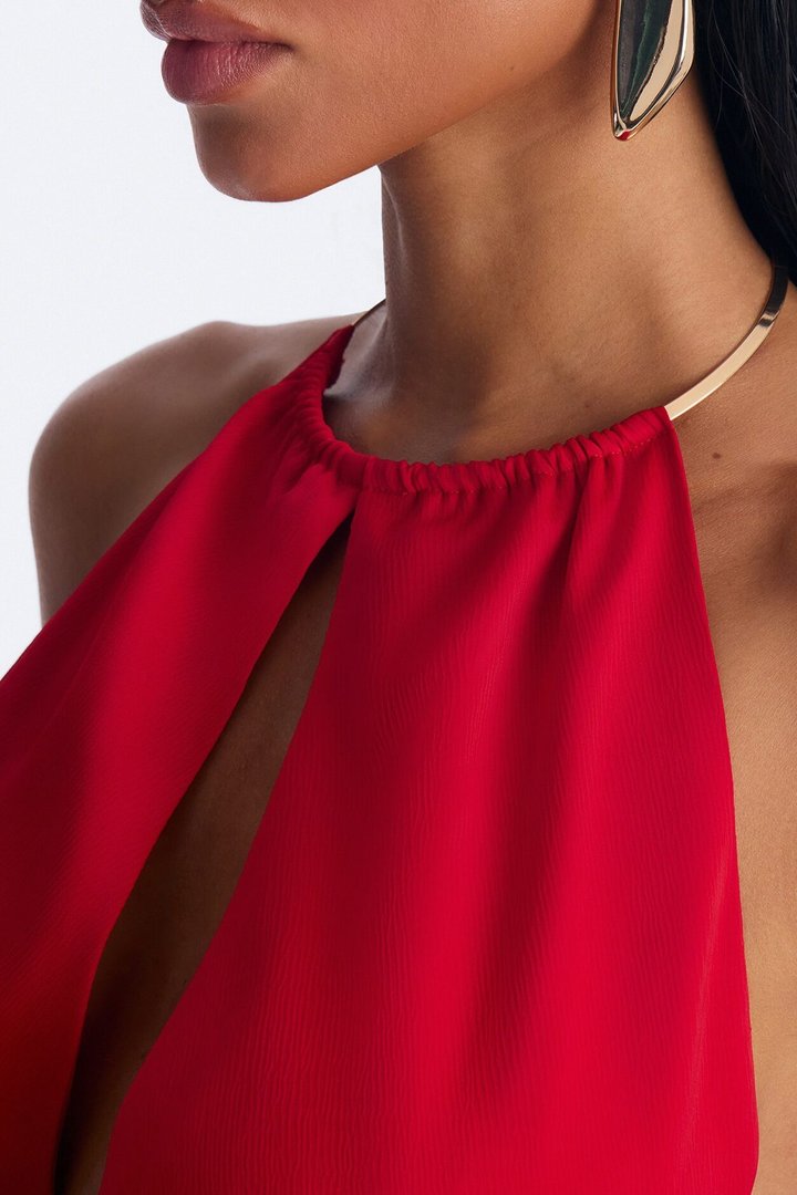 Say It Again Satin Maxi Dress - Red