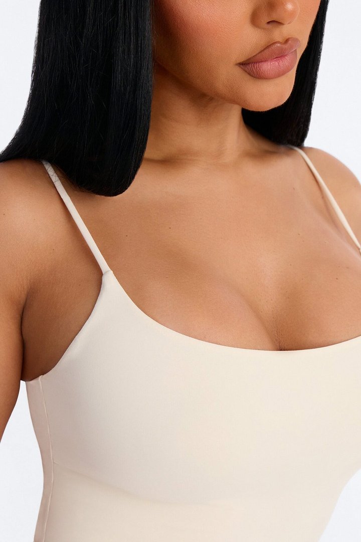 Second Skin Double Lined Square Neck Cami Bodysuit - Bone