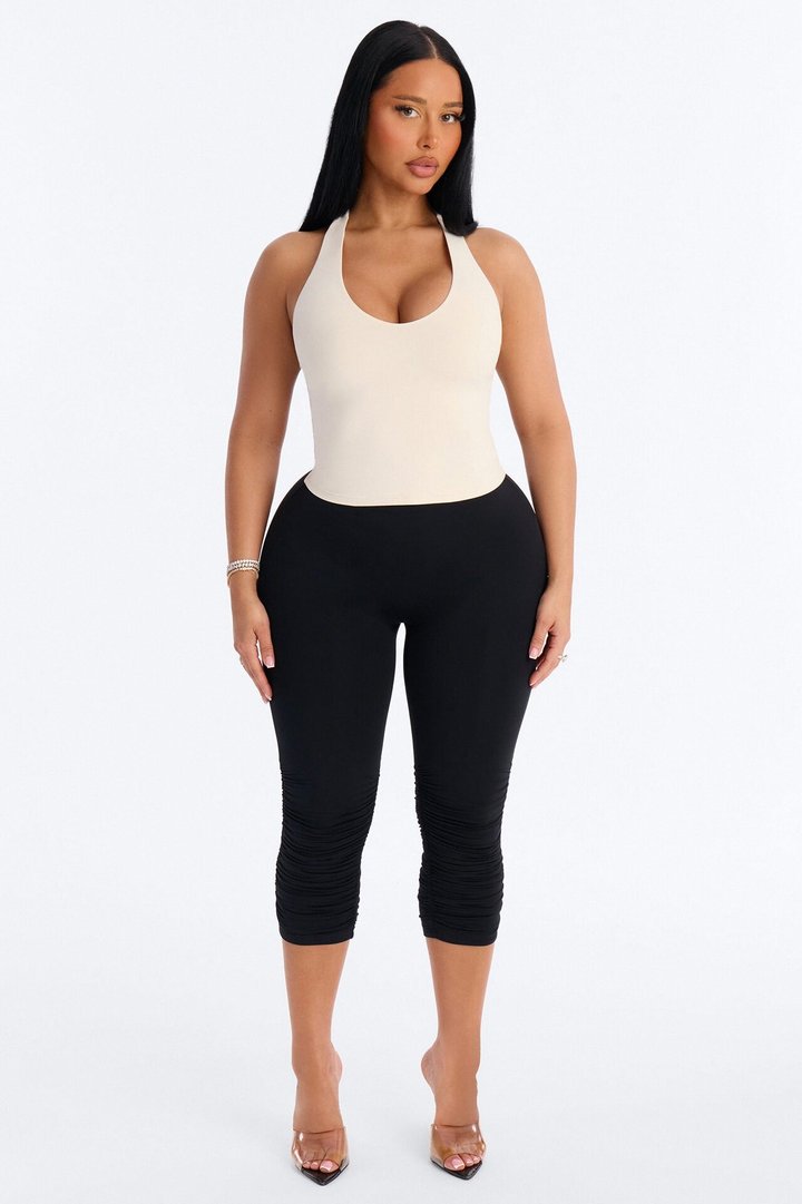 Second Skin Double Lined U Neck Racerback Top - Bone