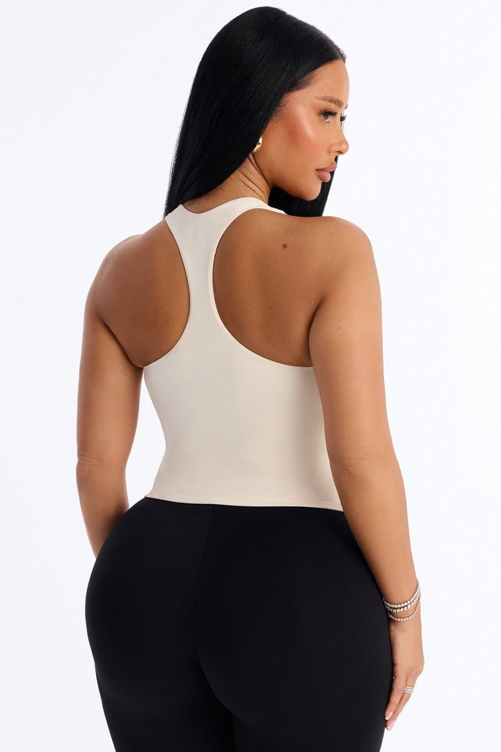 Second Skin Double Lined U Neck Racerback Top - Bone