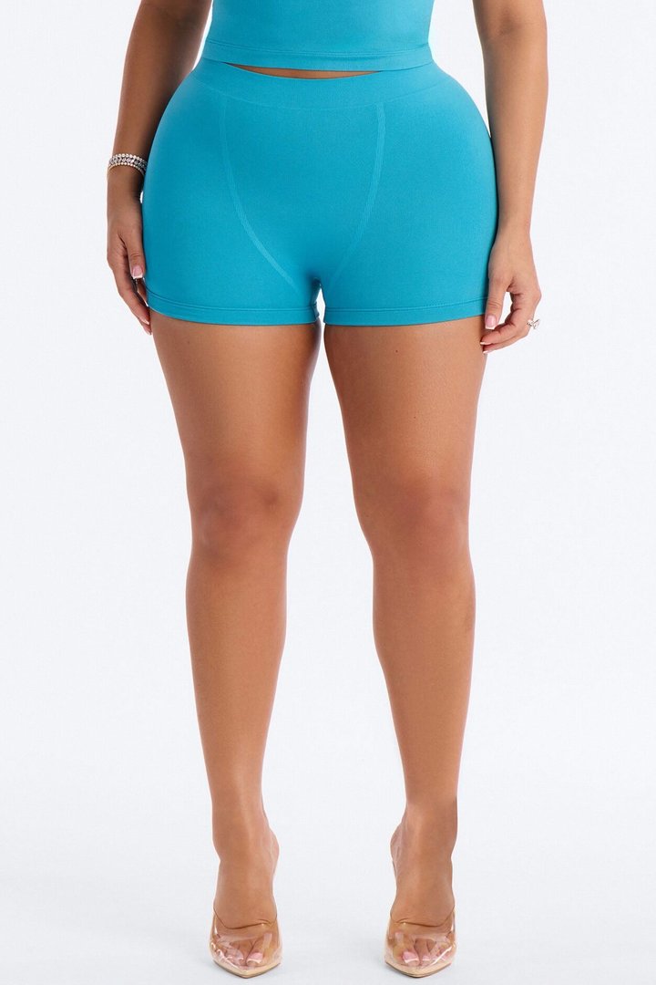 Seamless Smooth Double Lined Micro Hot Short - Blue