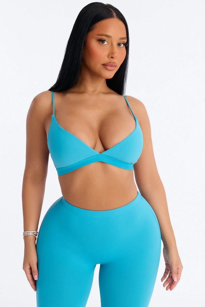 Second Skin Double Lined V Neck Bralette - Blue