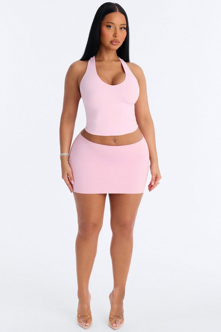 Second Skin Double Lined U Neck Racerback Top - Light Pink