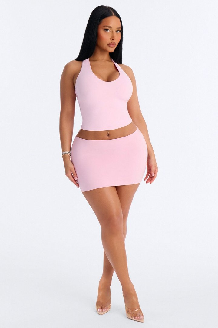 Contour Double Lined Mini Skirt - Light Pink