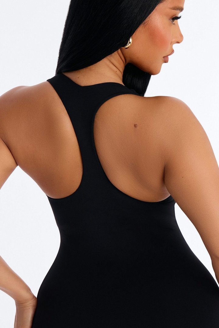 Second Skin Double Lined U Neck Racerback Maxi Dress - Black