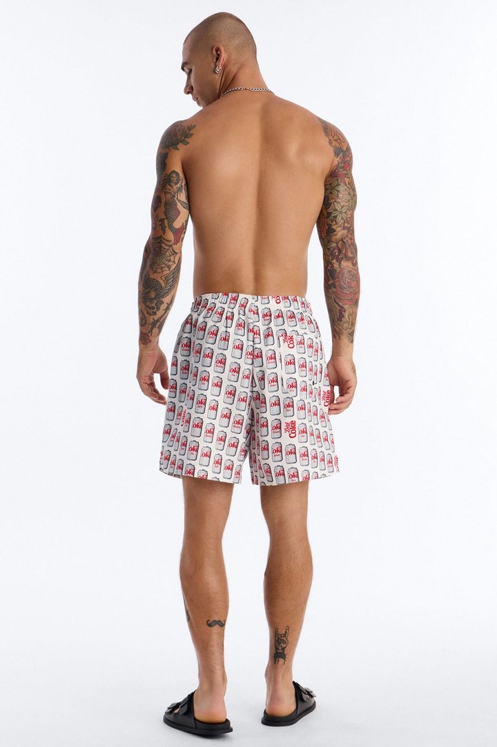 Diet Coca-Cola Archive Cans Swim Trunk 7″ - White/combo
