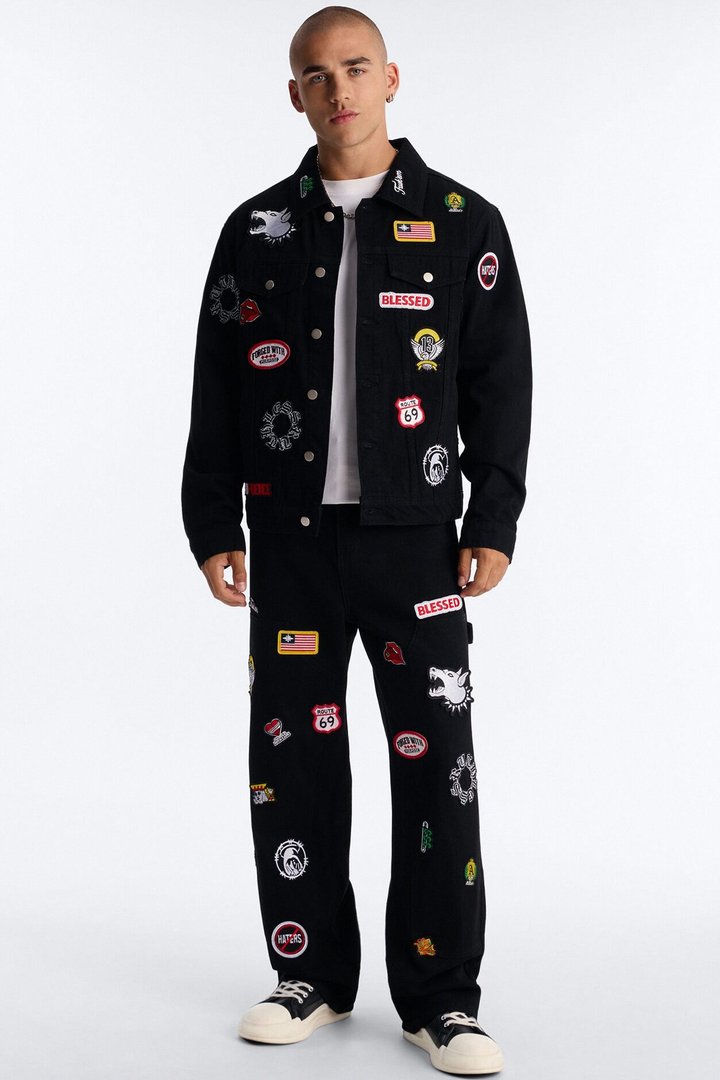 Outlaw Patchwork Baggy Jean - Black
