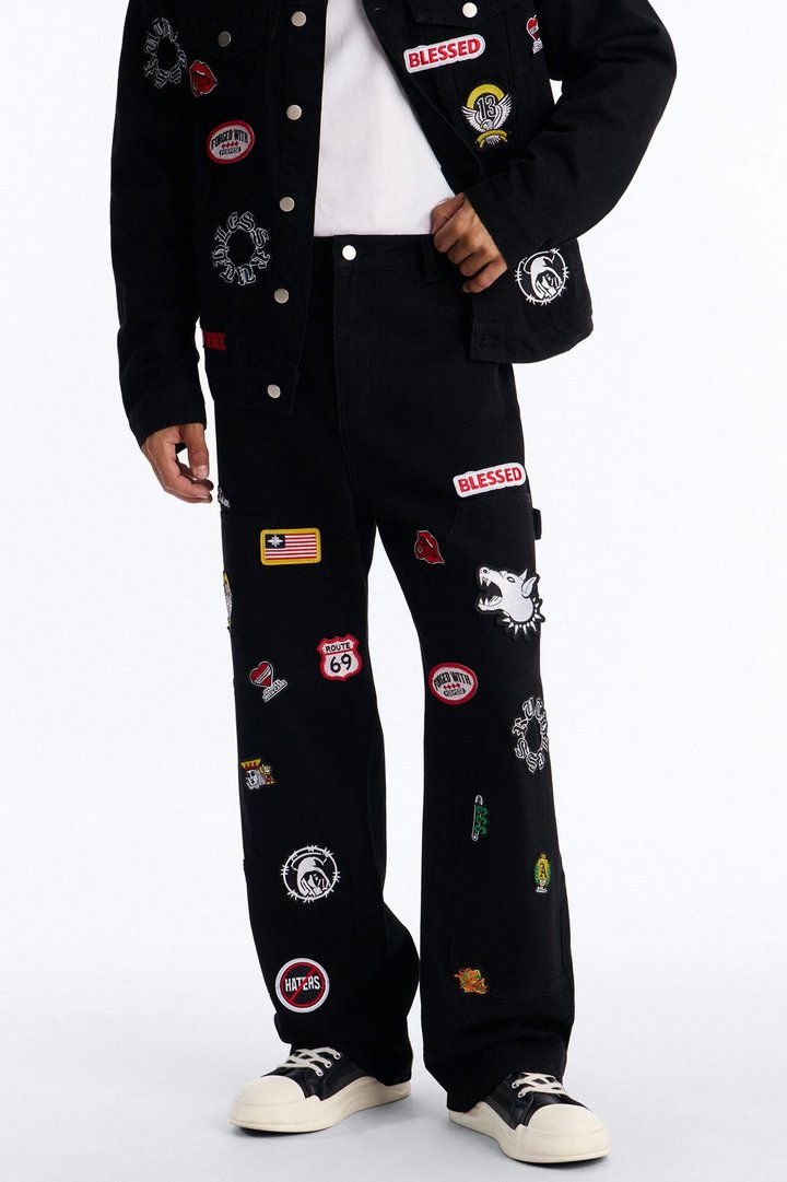 Outlaw Patchwork Baggy Jean - Black