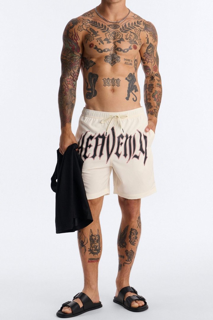 Heavenly Mindset Swim Trunk 7″ - Cream/combo