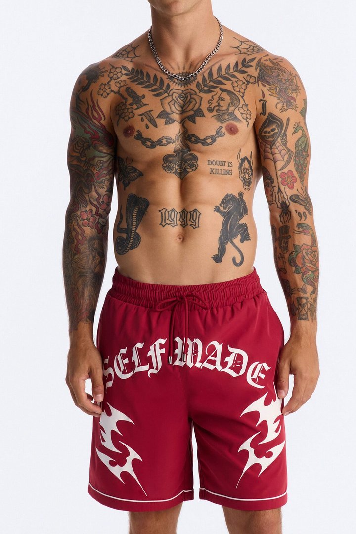 Self Made Vandal Swim Trunk 7″ - Red