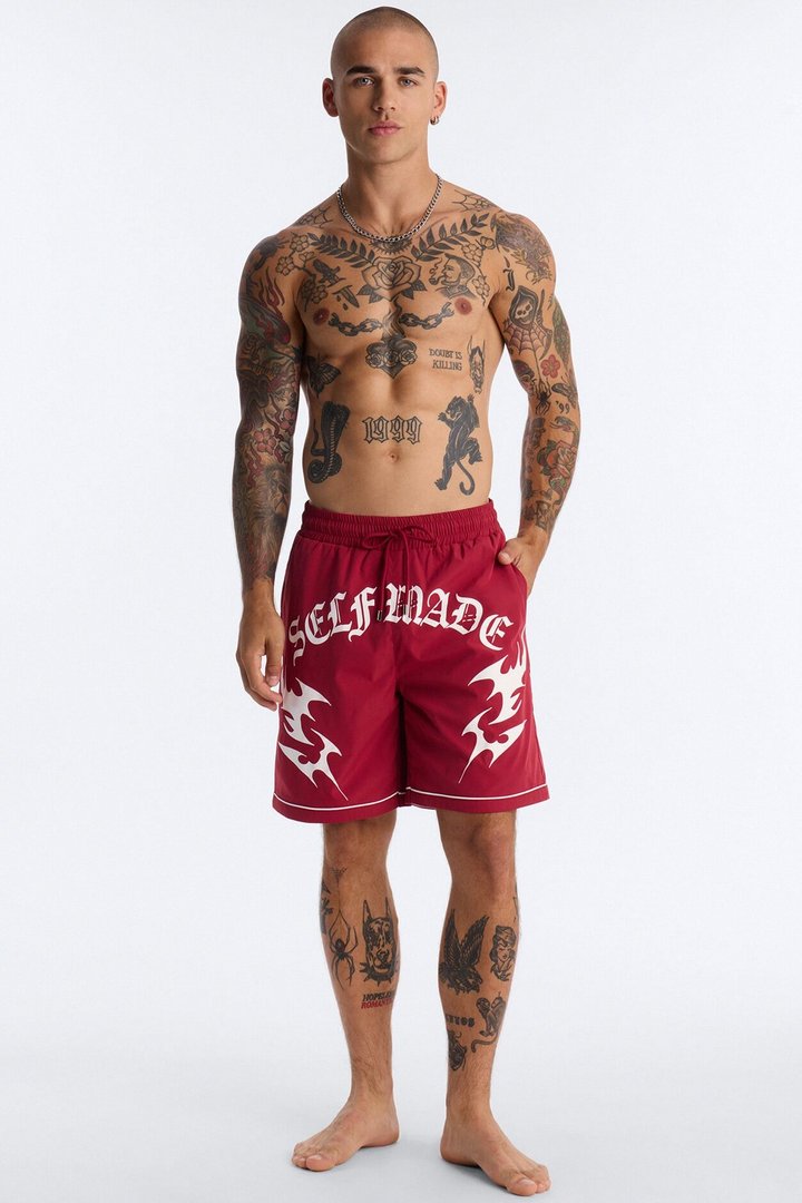 Self Made Vandal Swim Trunk 7″ - Red