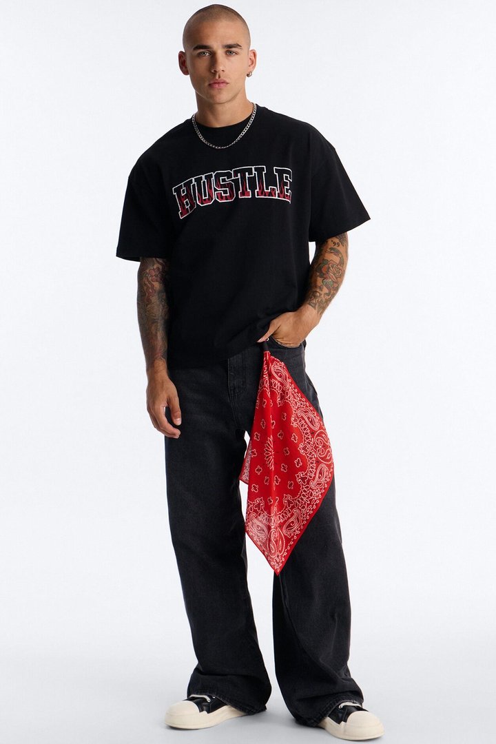 Hustle Heavy Weight Oversized Short Sleeve Tee - Black